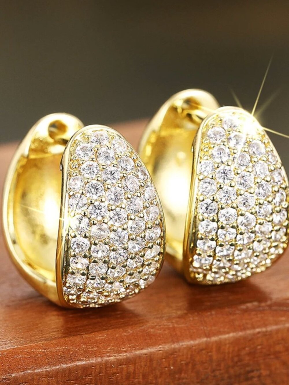 18k White Gold Diamond Hoop Earrings Pave Diamond Small Chunky Hoops